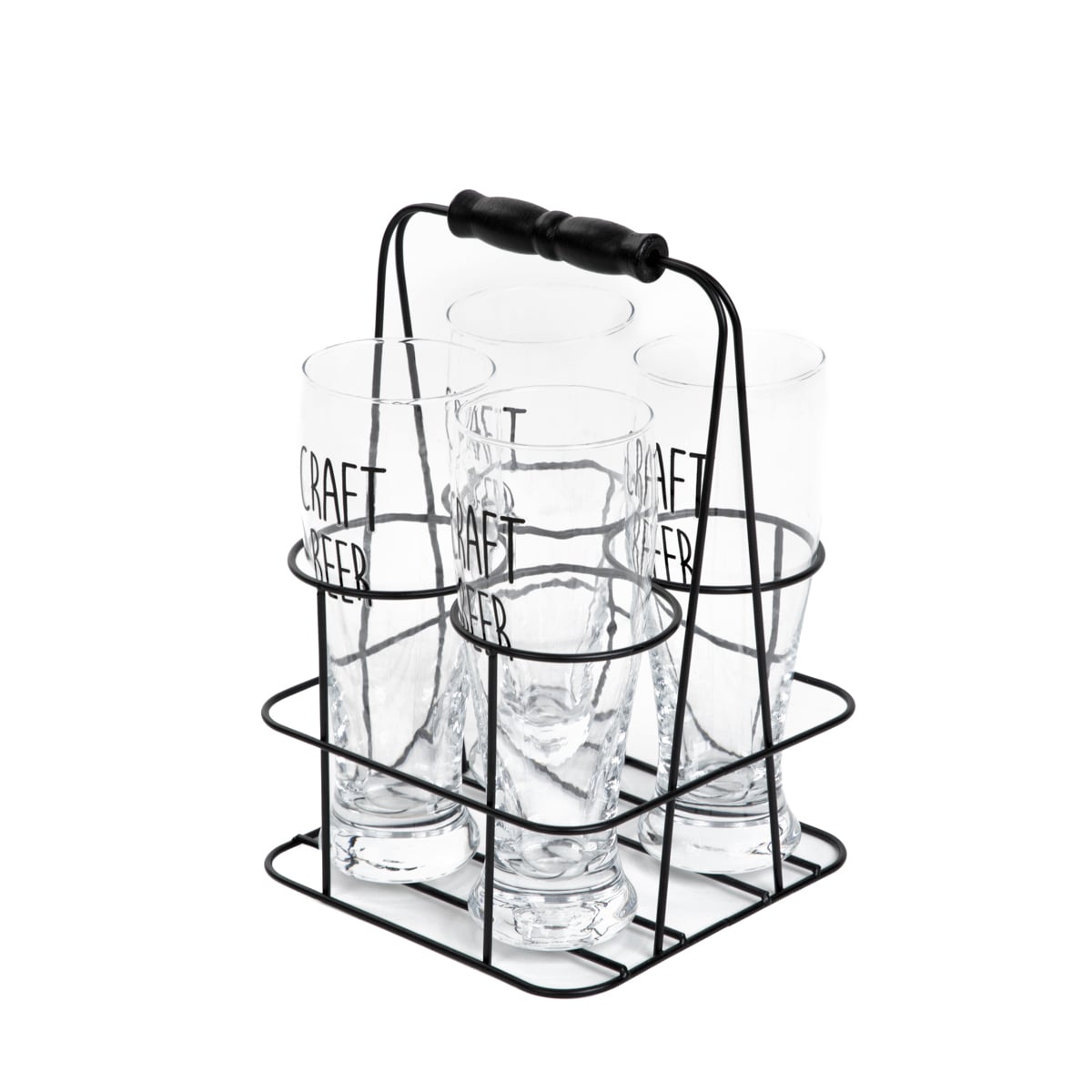 RAYA Beer Set with Metal Stand - 4 Glass Mugs 0.4L
