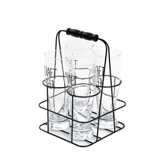 RAYA Beer Set with Metal Stand - 4 Glass Mugs 0.4L