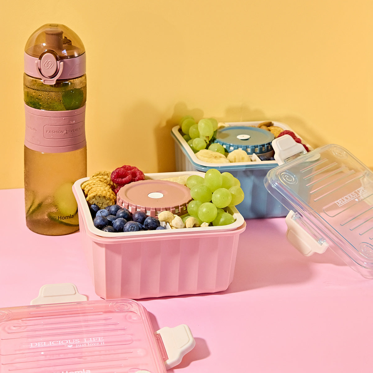 POPPIE Pink Lunchbox with Cutlery 2.15L