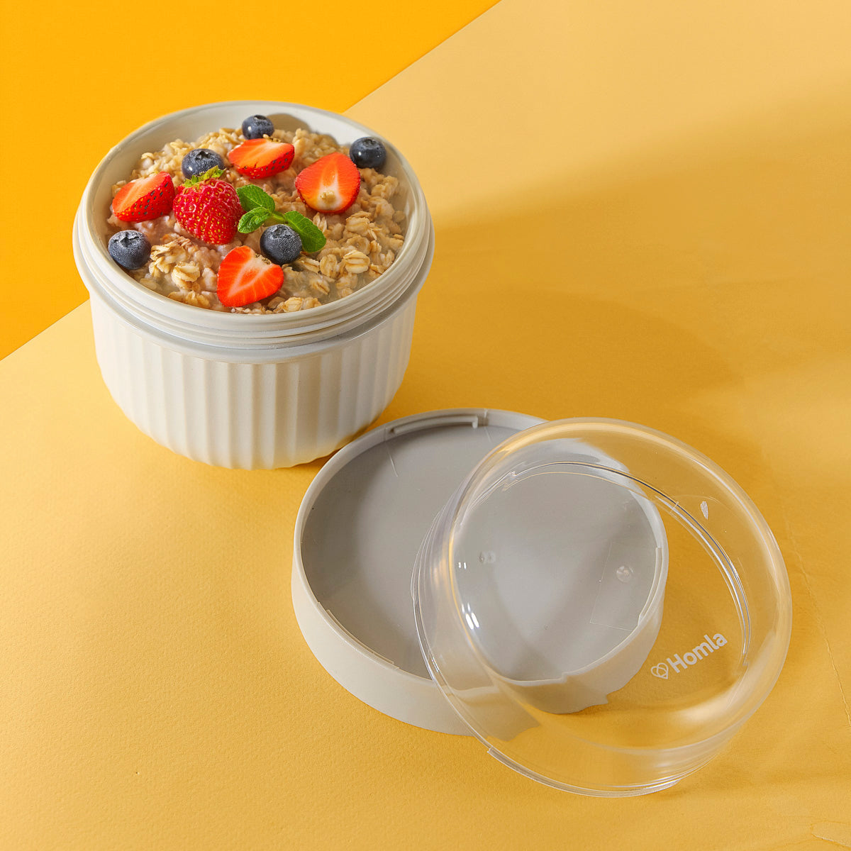LOENE Yoghurt Container Grey 0.45L + 0.2L