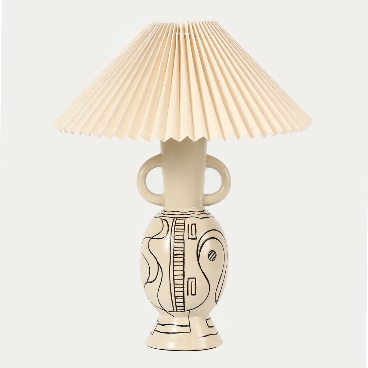 TETA Ceramic Table Lamp with Beige Pleated Shade