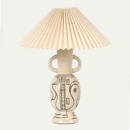 TETA Ceramic Table Lamp with Beige Pleated Shade