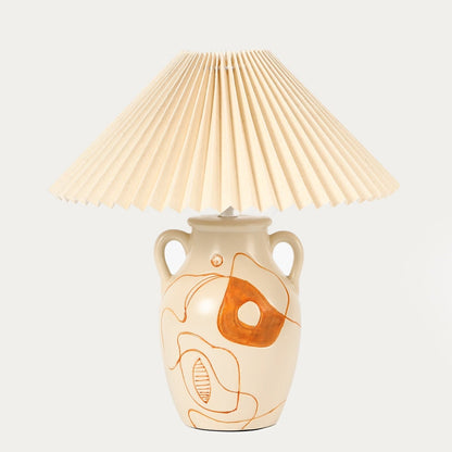 TETO Ceramic Table Lamp with Cotton Pleated Shade
