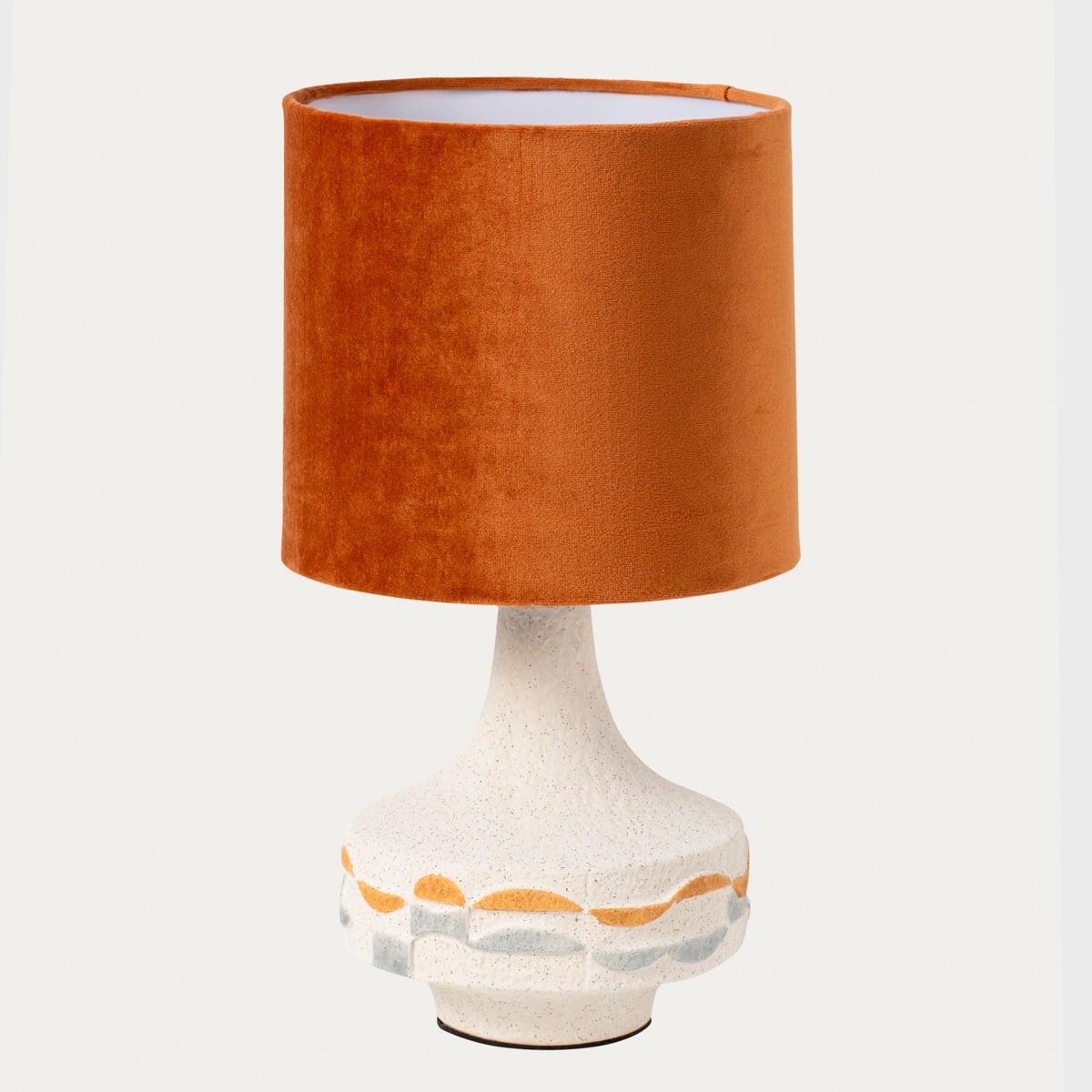 CHEVET Ceramic Table Lamp with Beige Velvet Lampshade