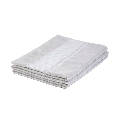 MAIARA Cotton Grey Towel with Decorative Stitching 70x130 cm