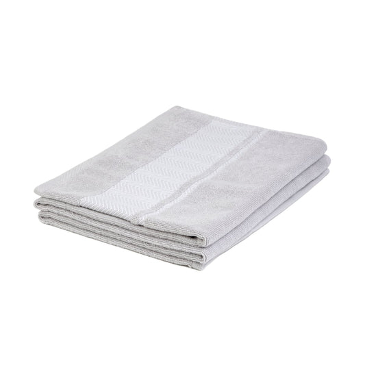 MAIARA Cotton Grey Towel with Decorative Stitching 70x130 cm