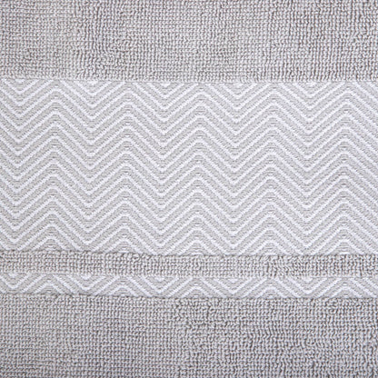 MAIARA Cotton Grey Towel with Decorative Stitching 70x130 cm