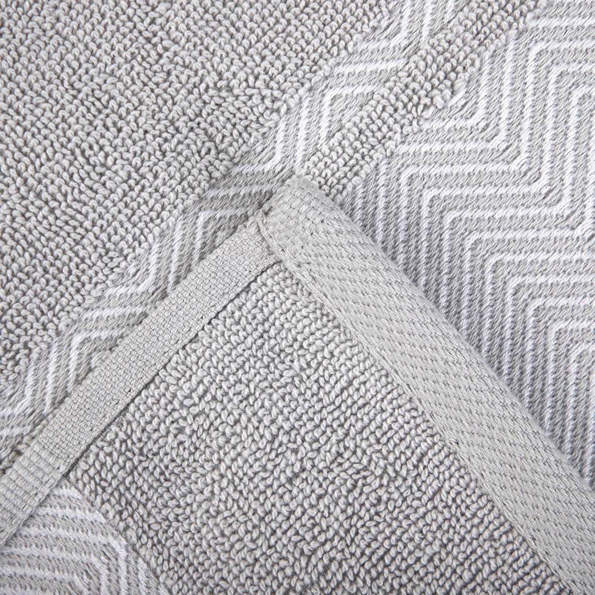 MAIARA Cotton Grey Towel with Decorative Stitching 70x130 cm