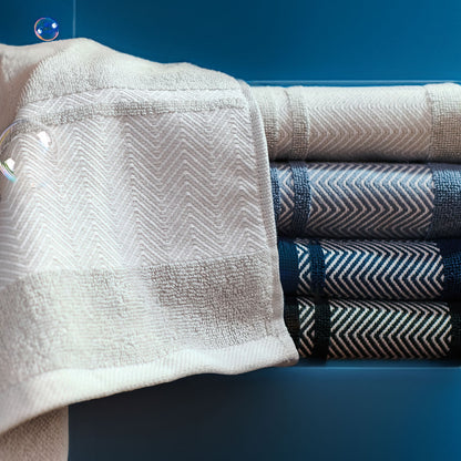 MAIARA Cotton Grey Towel with Decorative Stitching 70x130 cm