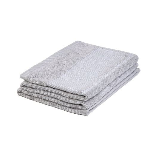 MAIARA Cotton Grey Towel with Decorative Stitching 50x90 cm