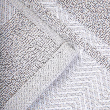 MAIARA Cotton Grey Towel with Decorative Stitching 50x90 cm