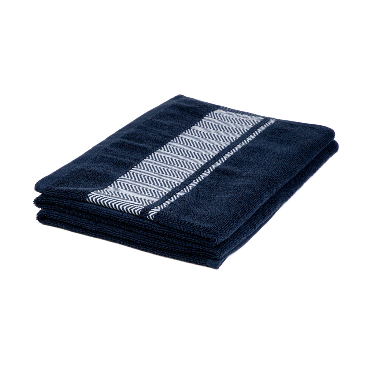 MAIARA Cotton Navy Blue Towel with Decorative Stitching 70x130 cm