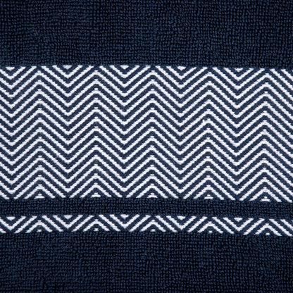 MAIARA Cotton Navy Blue Towel with Decorative Stitching 70x130 cm