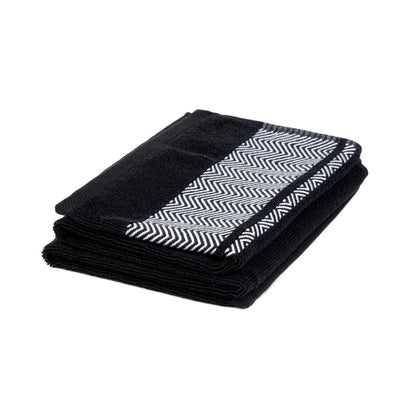 MAIARA Black Cotton Towel with Decorative Stitching 50x90 cm