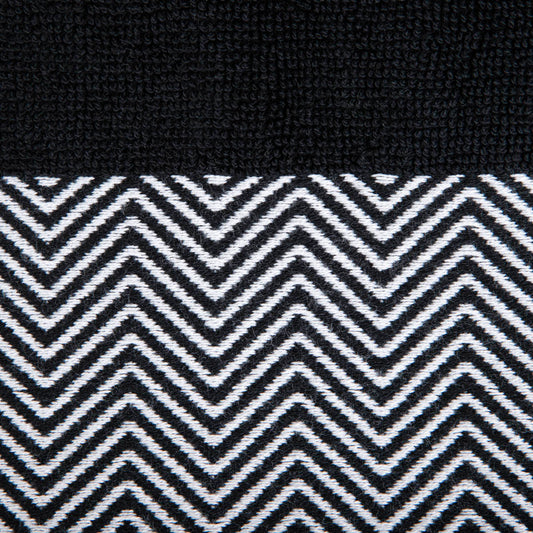 MAIARA Black Cotton Towel with Decorative Stitching 50x90 cm