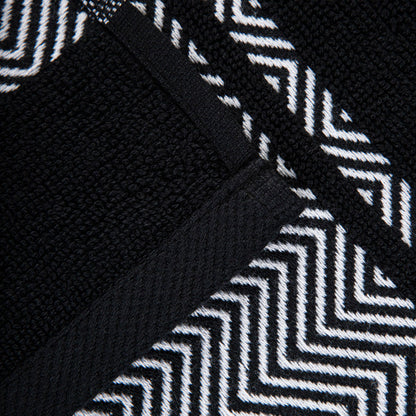 MAIARA Black Cotton Towel with Decorative Stitching 50x90 cm