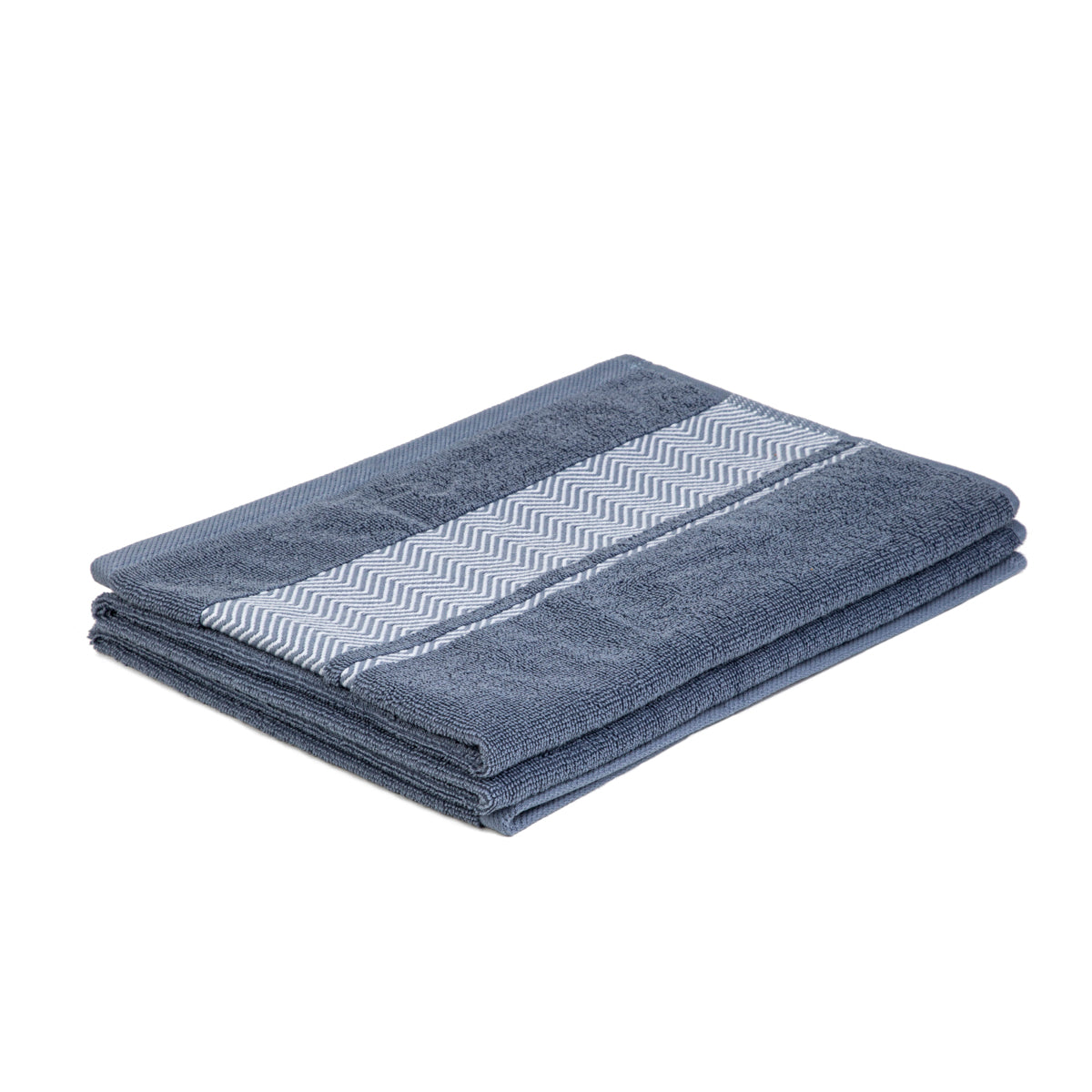 MAIARA Cotton Blue Towel with Decorative Stitching 70x130 cm