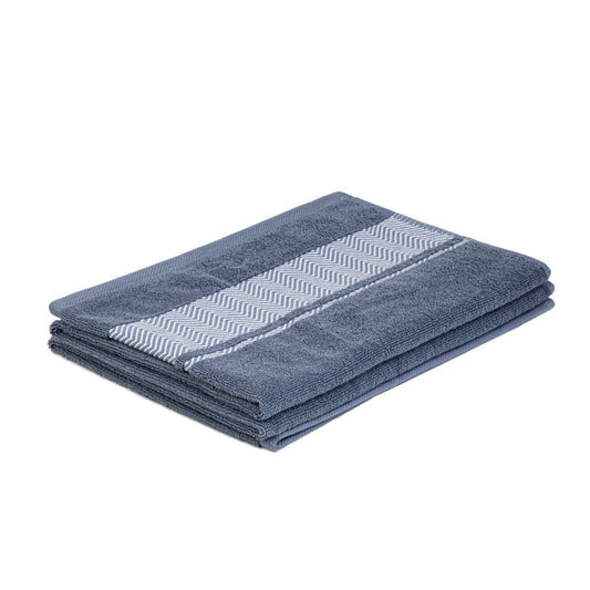 MAIARA Cotton Blue Towel with Decorative Stitching 70x130 cm