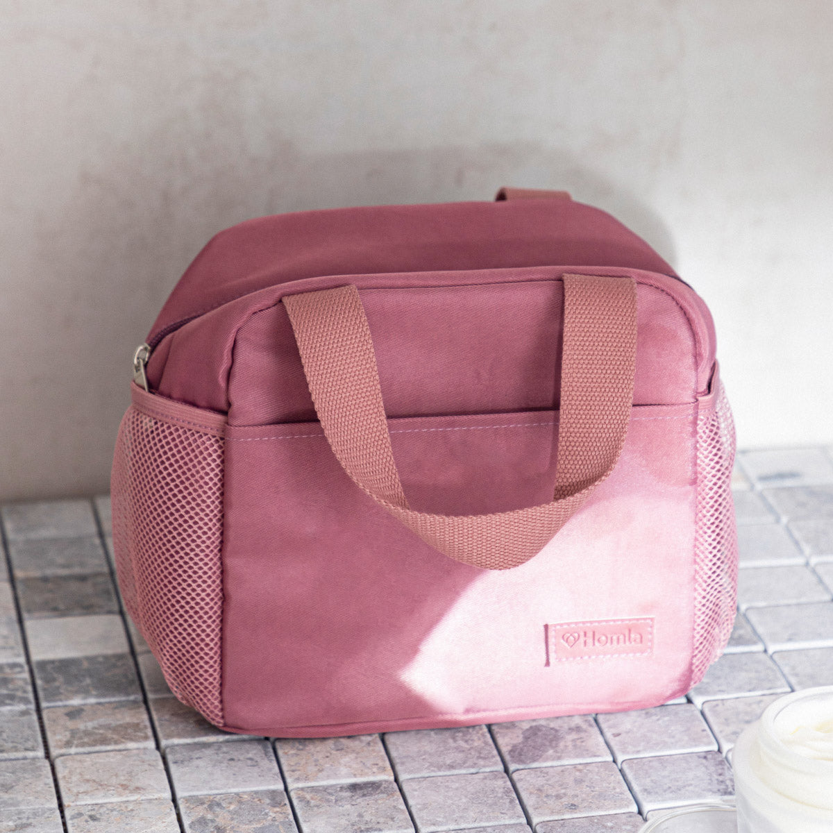 CHUBAG Pink Lunch Bag with Side Pockets and Comfortable Handles