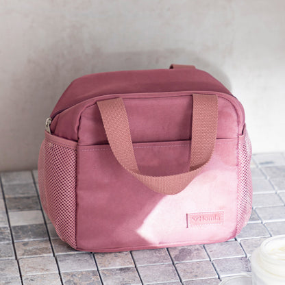 CHUBAG Pink Lunch Bag with Side Pockets and Comfortable Handles