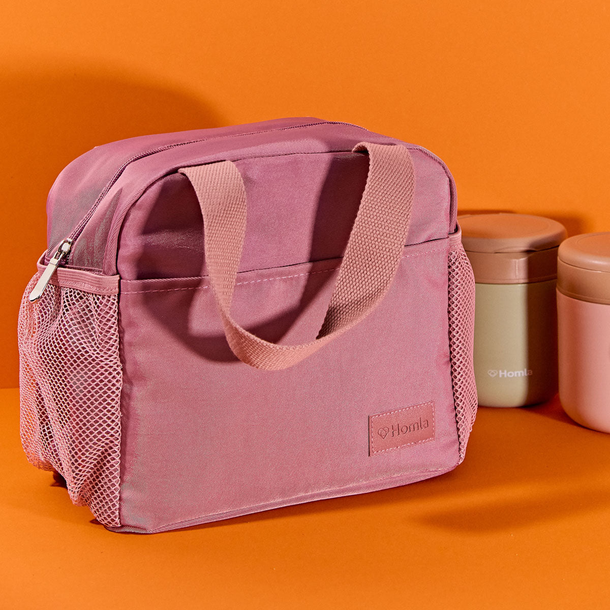 CHUBAG Pink Lunch Bag with Side Pockets and Comfortable Handles