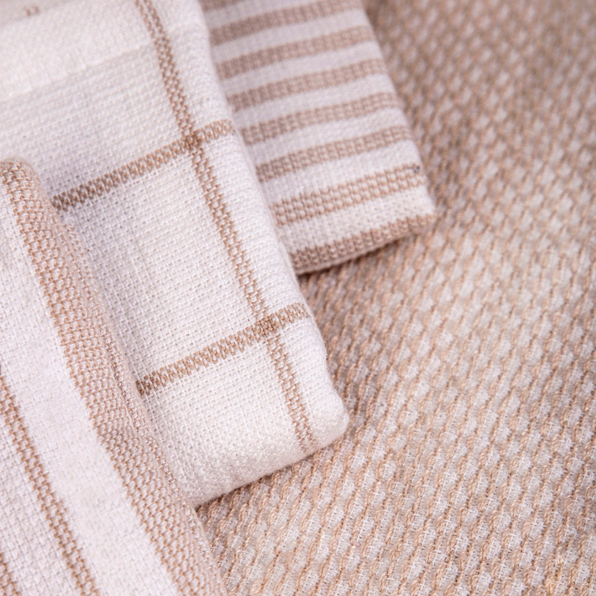 HERIETT Cotton Beige Universal Towels Set 4pc 30x30 cm