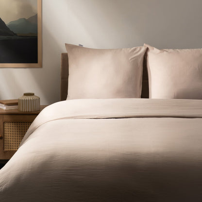 MAISY Microfibre Beige Bedding Set 220x200 cm with Pillowcases