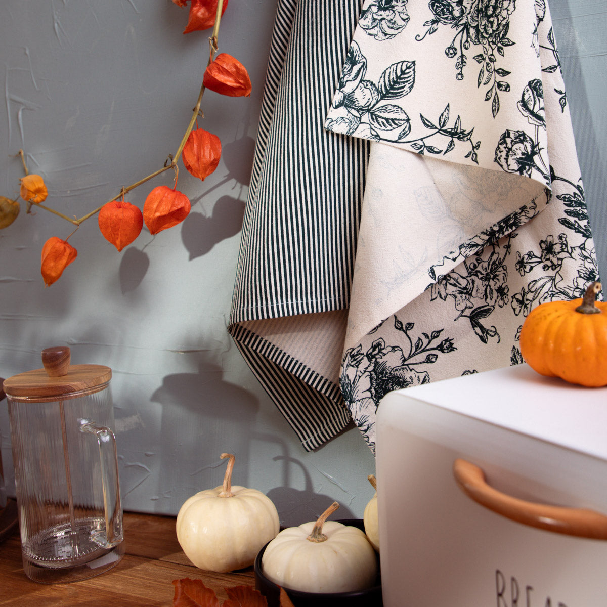 NELE Kitchen Cloth Set in Floral Design - 2 Pack 45x65 cm