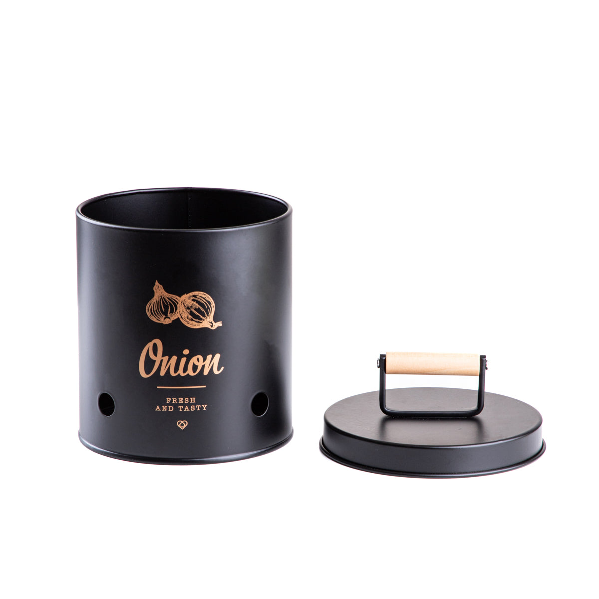 YENNIS Onion Container Black 20x15x15 cm Metal Storage