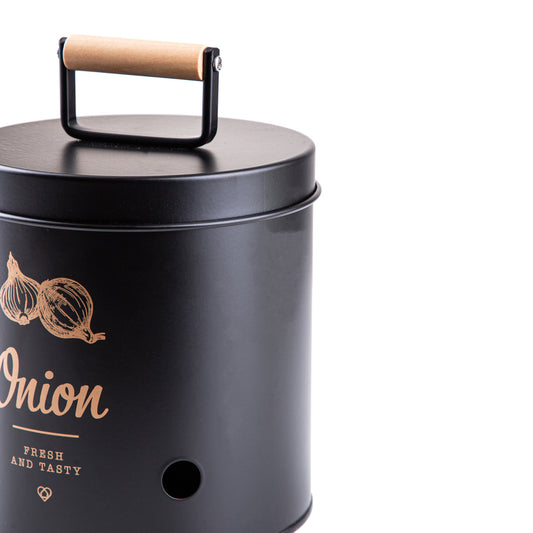 YENNIS Onion Container Black 20x15x15 cm Metal Storage