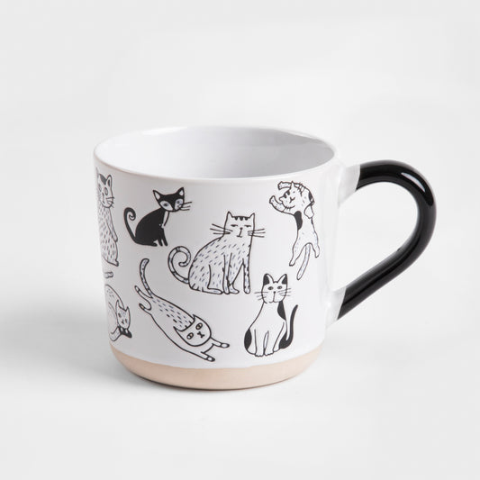 HUROS Cat Ceramic Mug 0.45L - Durable Stoneware Coffee Cup