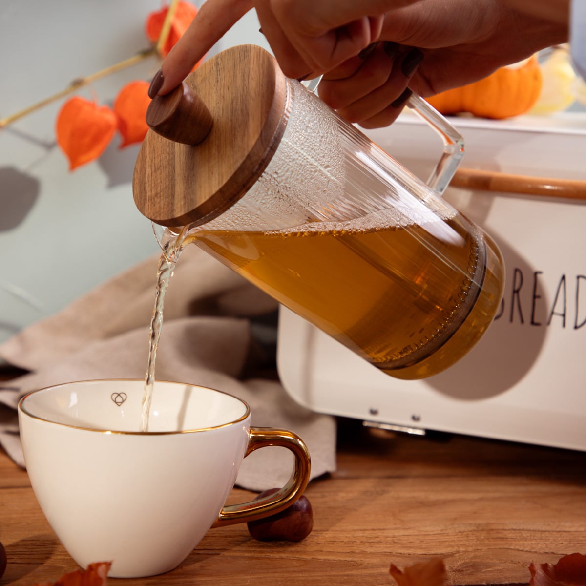 Carlos Tea Infuser Brewer with Acacia Lid - 1 Liter