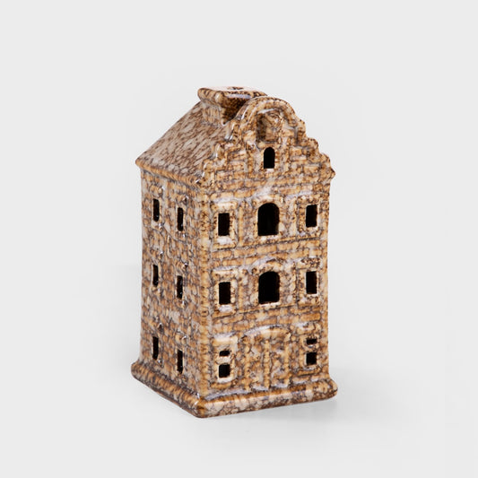 Led house Ceramic Brown LED Decorative House Lantern CRISPO 7x7x14 cm