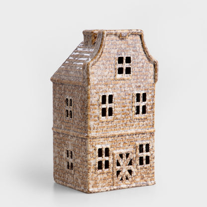 Led house Ceramic Brown LED Decorative House Lantern CRISPO