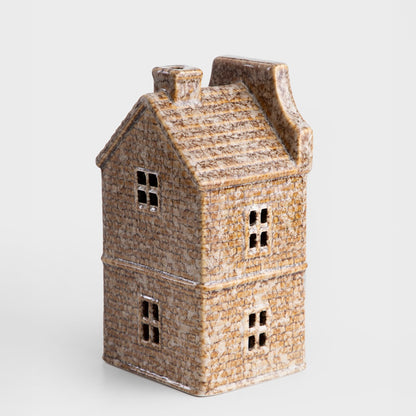 Led house Ceramic Brown LED Decorative House Lantern CRISPO