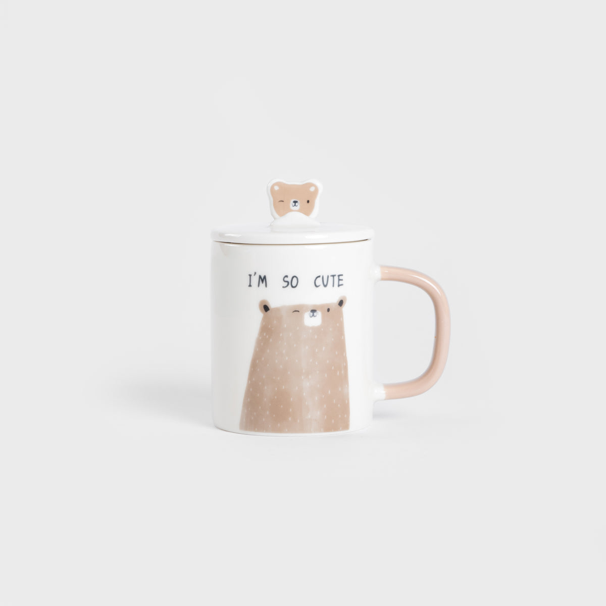 BATIS Ceramic Mug with Brown Teddy Bear and Porcelain Lid 0.35L