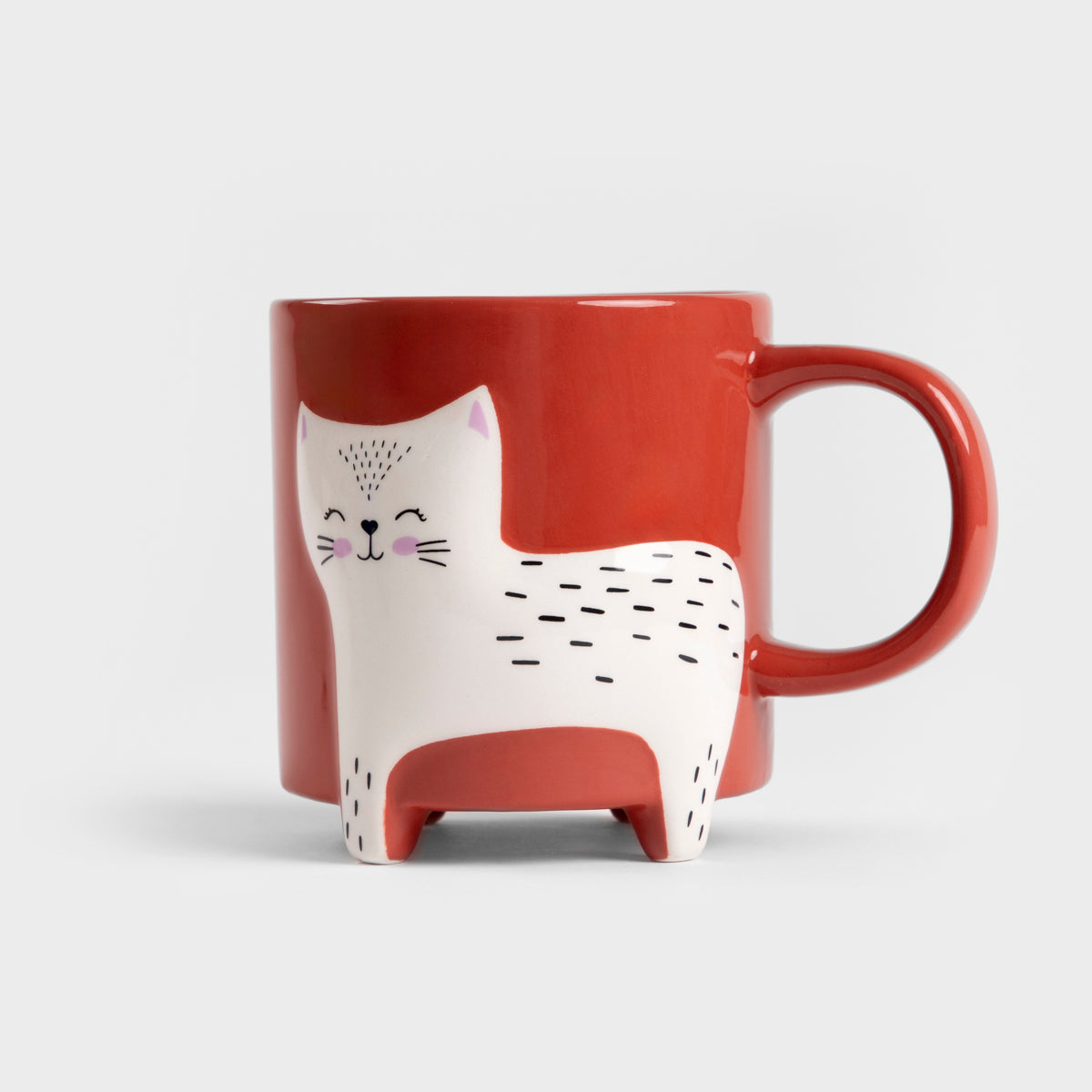 TEHEN Ceramic Mug with Cat Design - 0.45L Red Dolomite