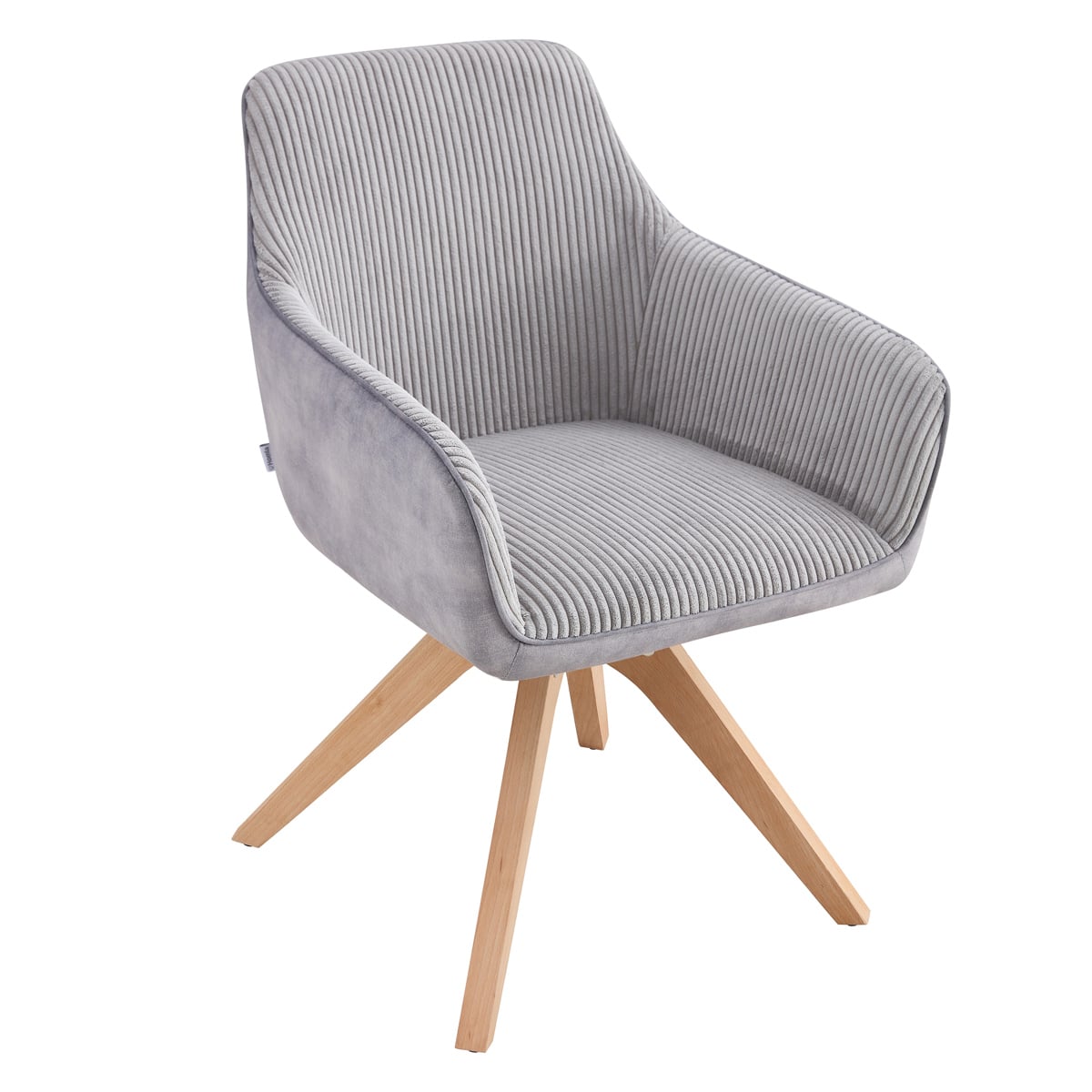 PESA Chair in Combined Grey Fabric with Wooden Legs 60x56x82 cm