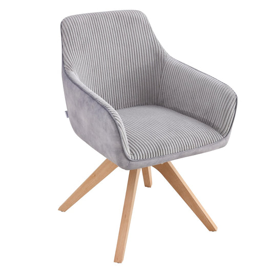 PESA Chair in Combined Grey Fabric with Wooden Legs 60x56x82 cm