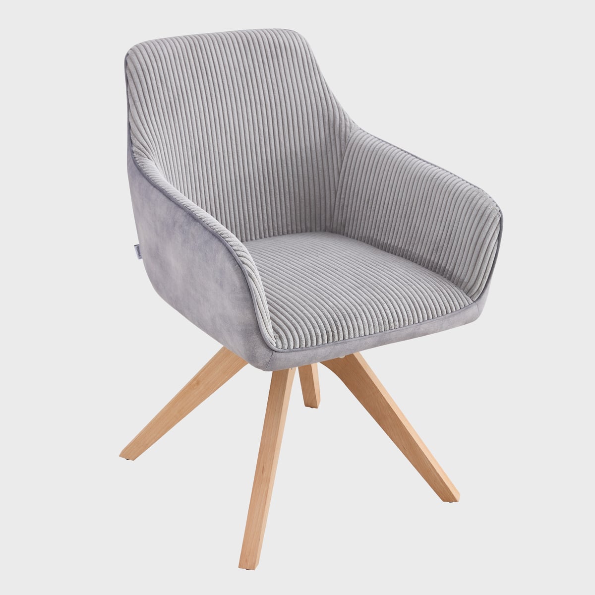 PESA Chair in Combined Grey Fabric with Wooden Legs 60x56x82 cm