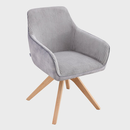 PESA Chair in Combined Grey Fabric with Wooden Legs 60x56x82 cm
