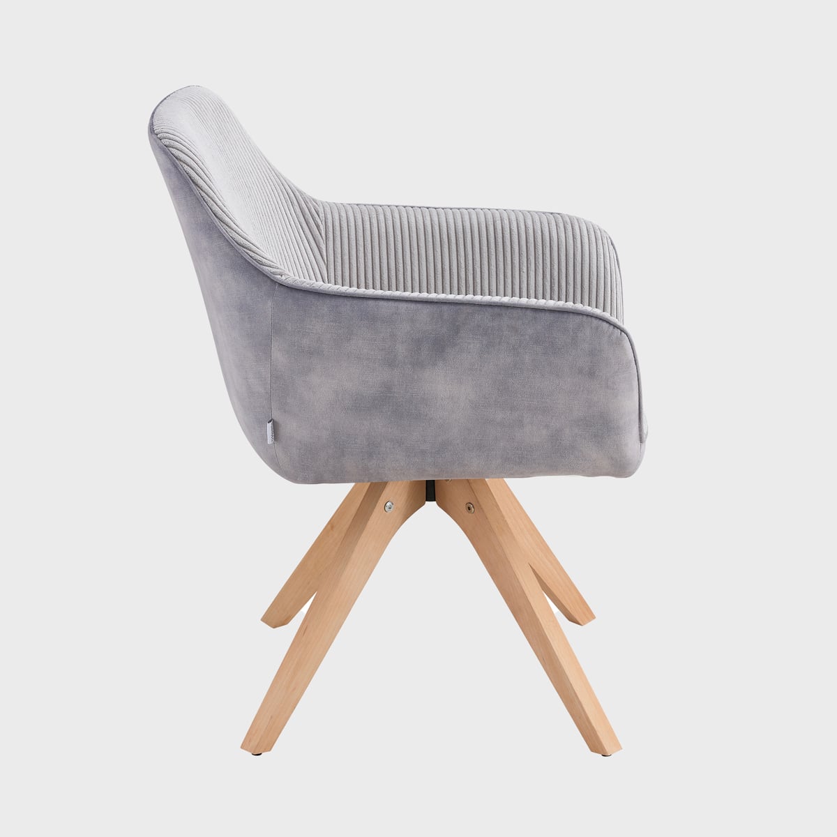 PESA Chair in Combined Grey Fabric with Wooden Legs 60x56x82 cm