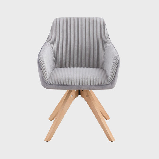 PESA Chair in Combined Grey Fabric with Wooden Legs 60x56x82 cm