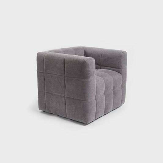 BISKOTO Grey Fabric Armchair 82x70x65 cm