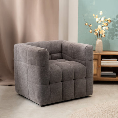 BISKOTO Grey Fabric Armchair 82x70x65 cm