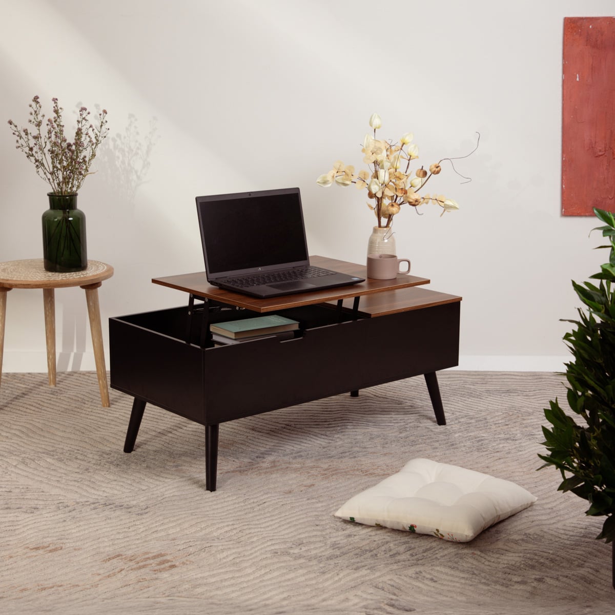 ANZABI Coffee Table with Lift Top Brown 105x50x43 cm