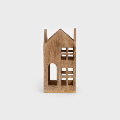 MANGOS Mango Wood House Lantern - Rustic Standing Decoration