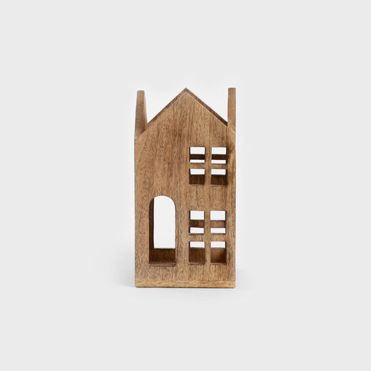 MANGOS Mango Wood House Lantern - Rustic Standing Decoration