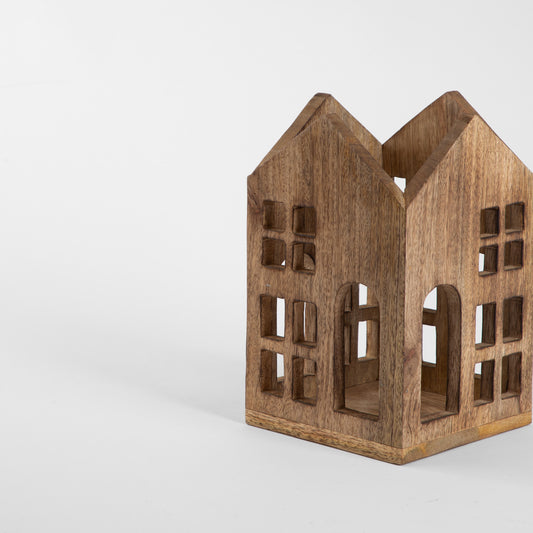 MANGOS Mango Wood Lantern - Decorative Standing Lantern 15x15x23cm