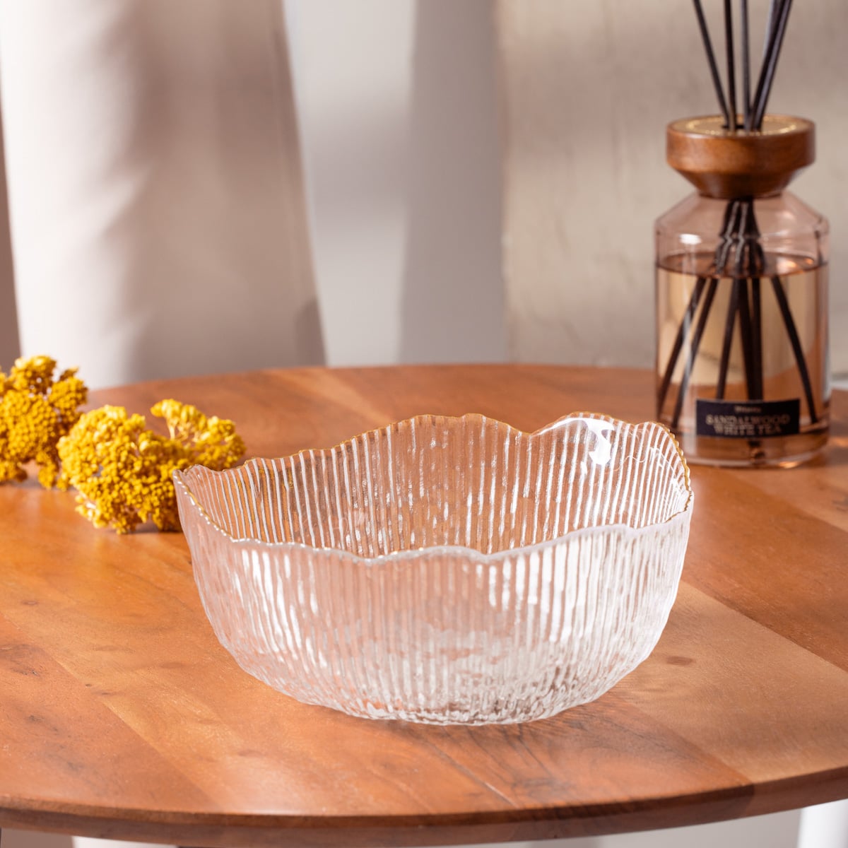 APOLA Fluted Transparent Glass Serving Bowl 9x20 cm